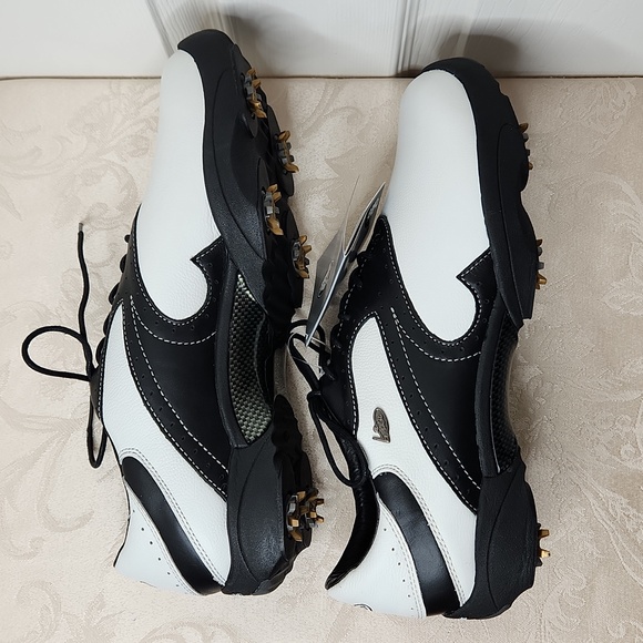 Mens Crocs Bite leather golf shoes soft cleat black white size 12 style 2207A - Picture 5 of 8